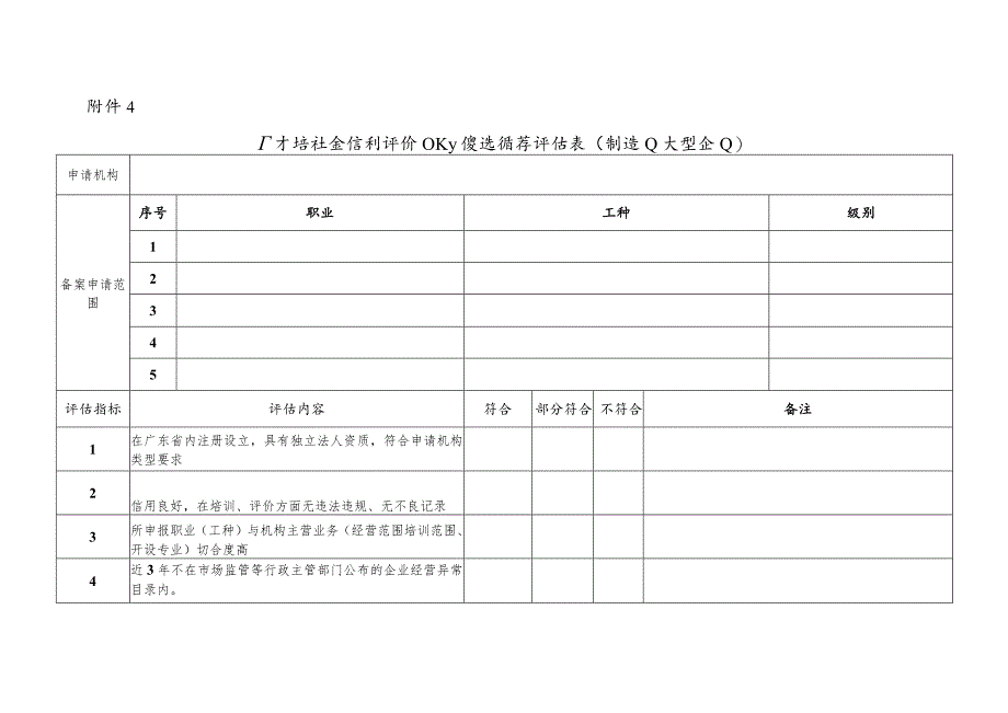 广东省社会培训评价组织遴选推荐评估表（制造业大型企业）.docx_第1页