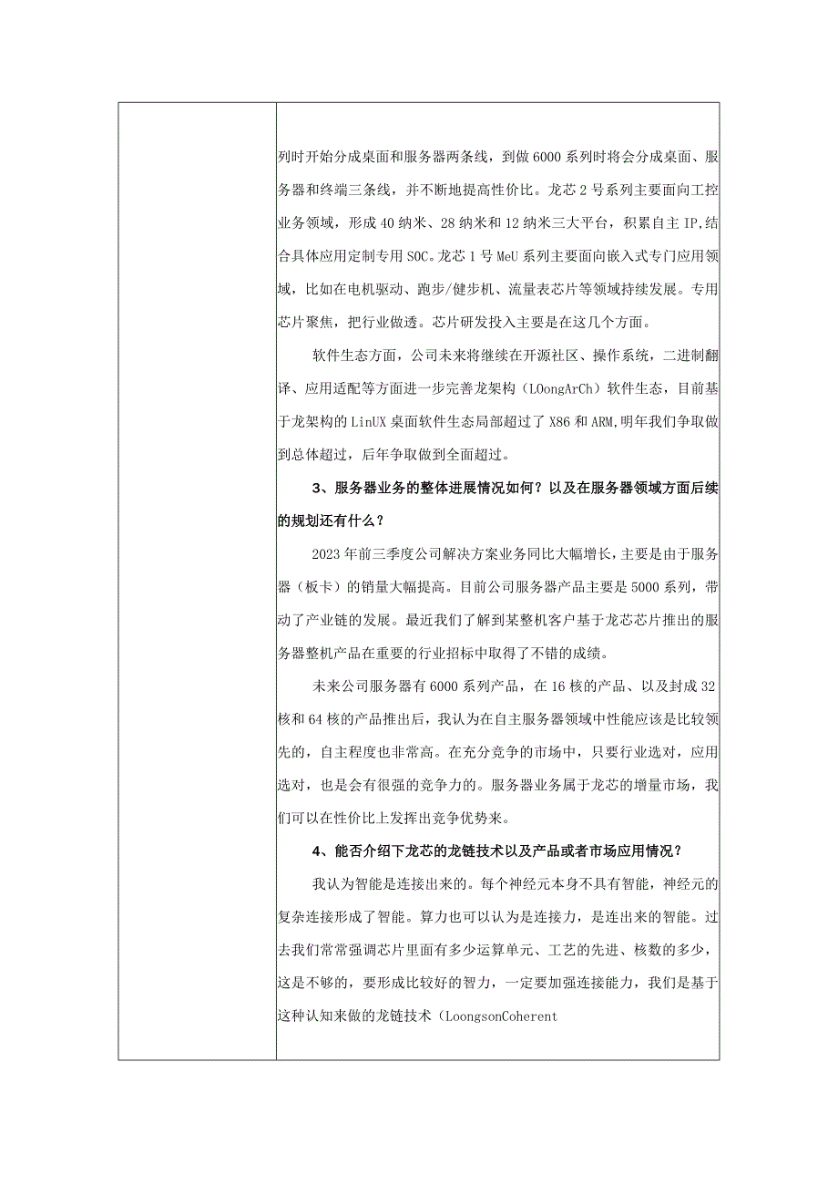 证券代码688047证券简称龙芯中科龙芯中科技术股份有限公司投资者关系活动记录表.docx_第2页