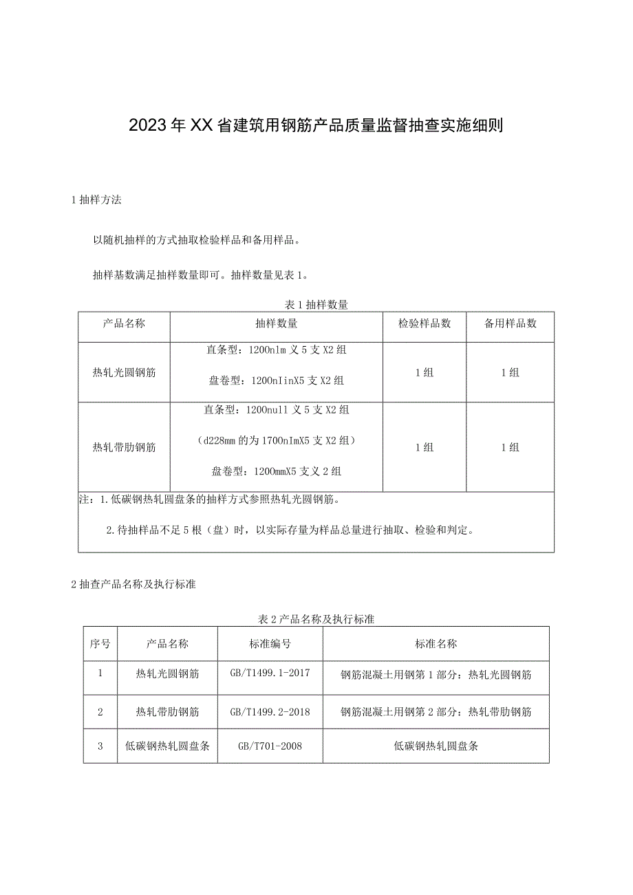 2023年建筑用钢筋产品质量监督抽查实施细则.docx_第1页