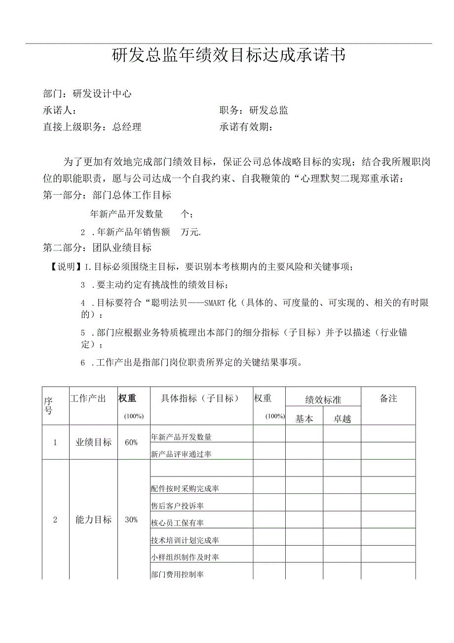 研发总监绩效合约书.docx_第1页