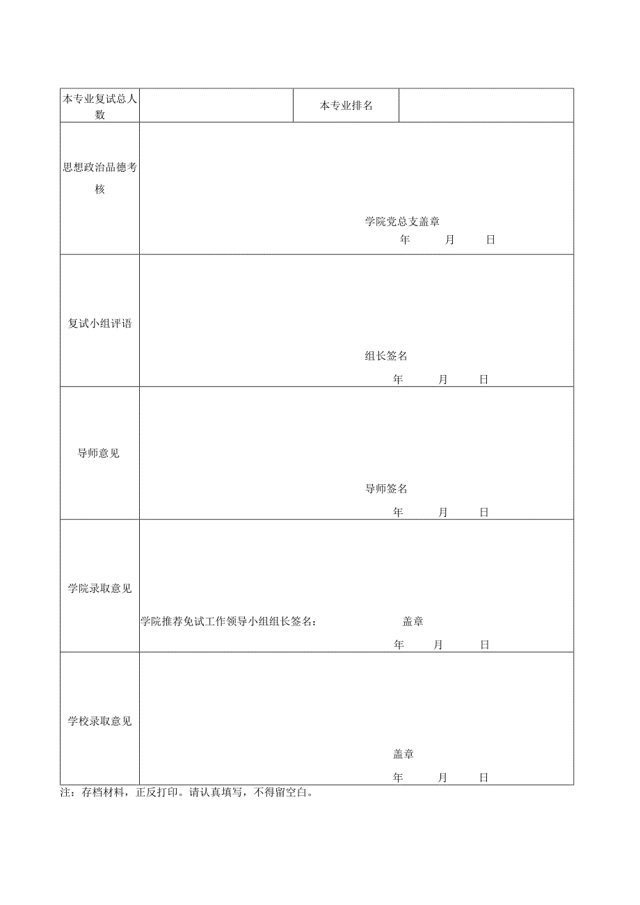 西北农林科技大学2015年接收推荐免试研究生复试表.docx_第2页