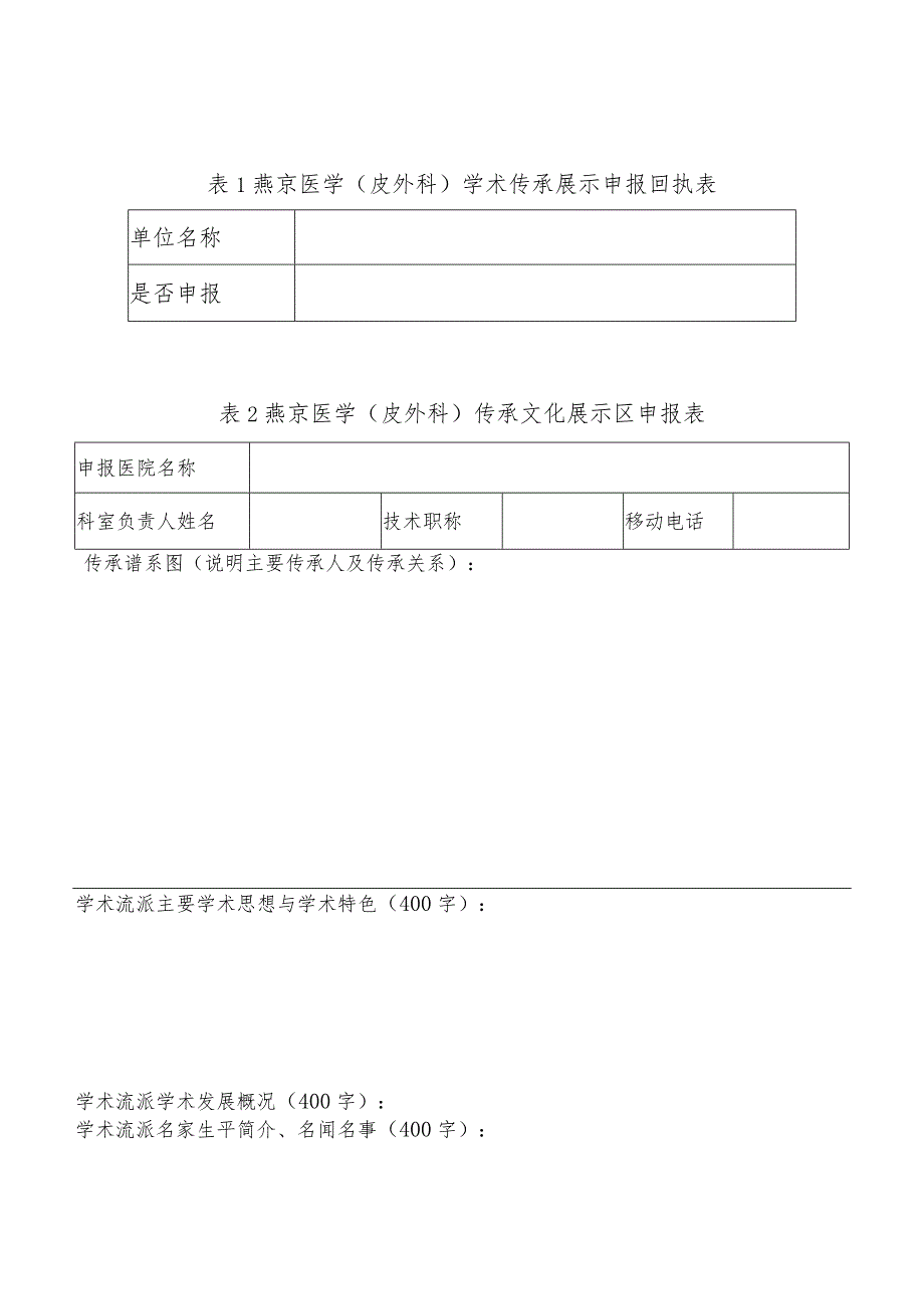 燕京医学皮外科学术传承展示申报回执表燕京医学皮外科传承文化展示区申报表.docx_第1页