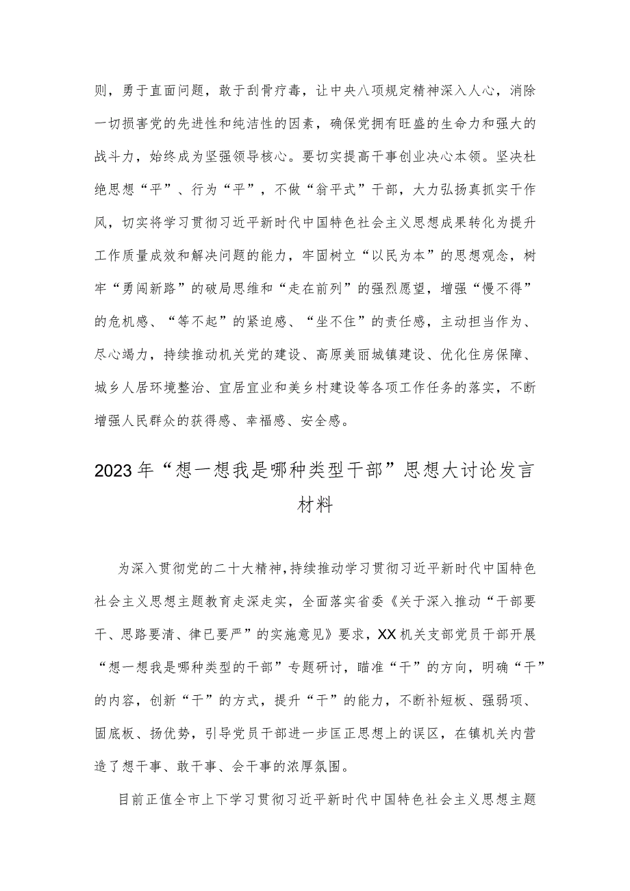 2023年“想一想我是哪种类型干部”专题研讨心得、思想大讨论发言材料【2篇范文】.docx_第3页