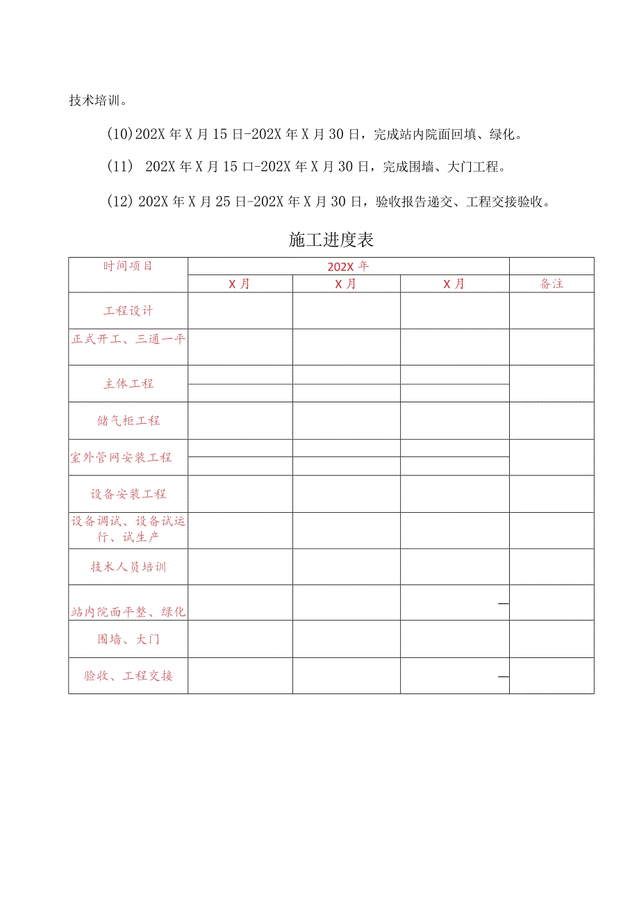 XX新能源科技有限公司j秸秆气化站施工进度控制计划（2023年）.docx_第2页