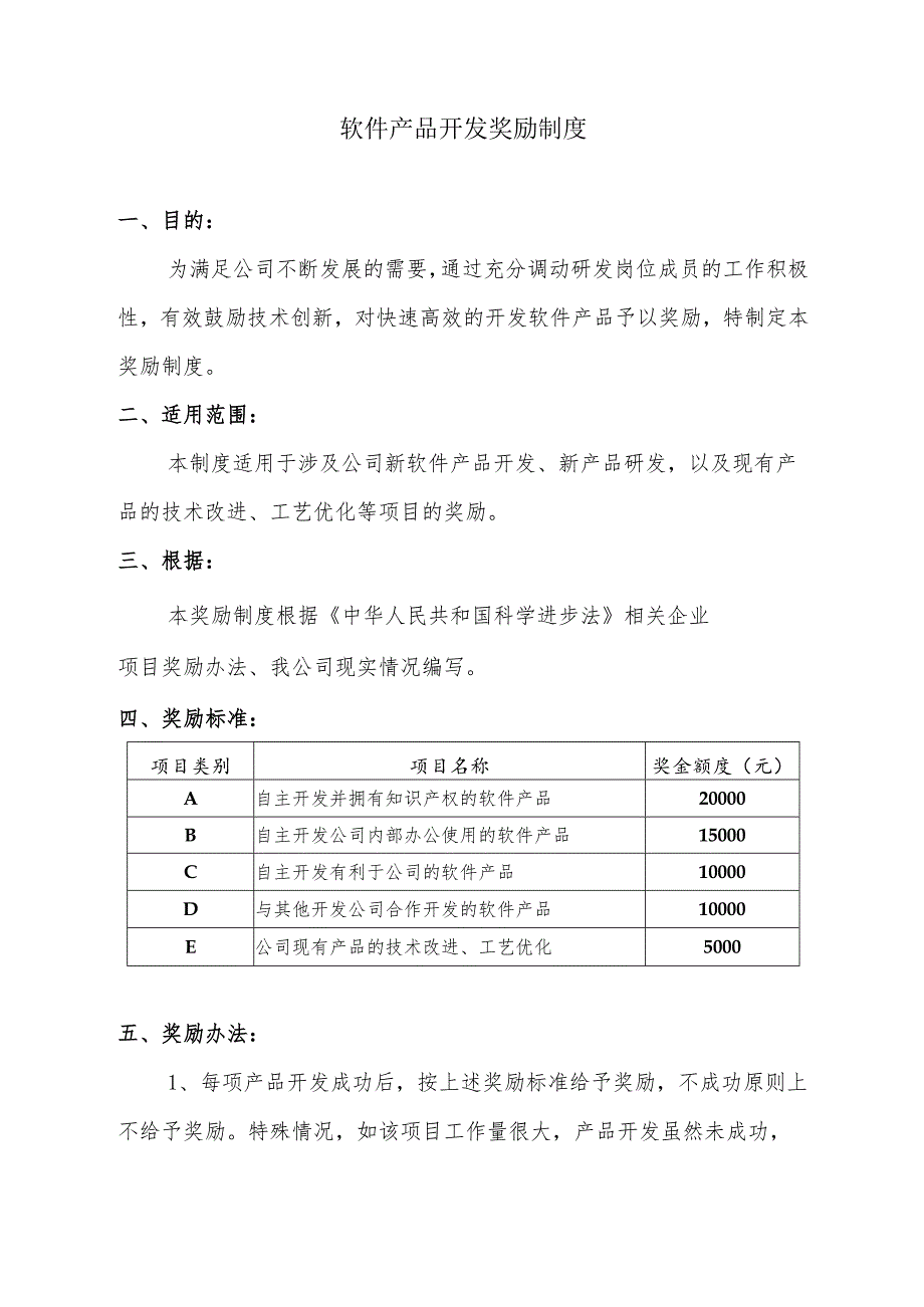 软件产品开发奖励制度.docx_第1页