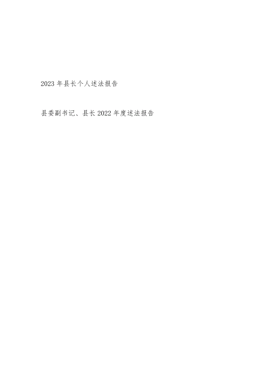 县委副书记、县长2023年度个人述法报告.docx_第1页