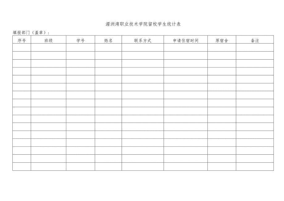 湄洲湾职业技术学院留校住宿申请表团体.docx_第2页