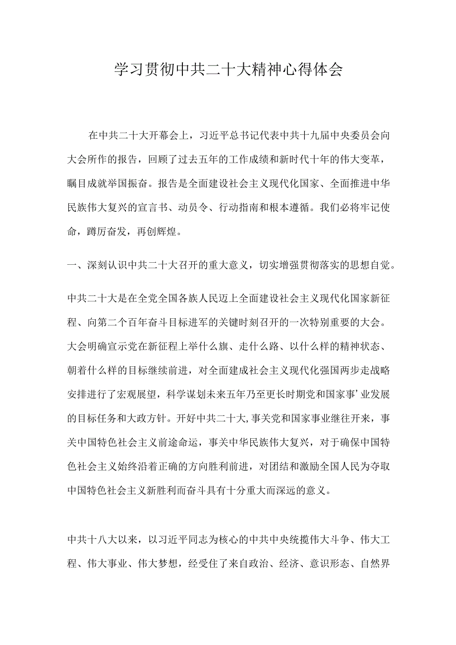 学习贯彻中共二十大精神心得体会.docx_第1页