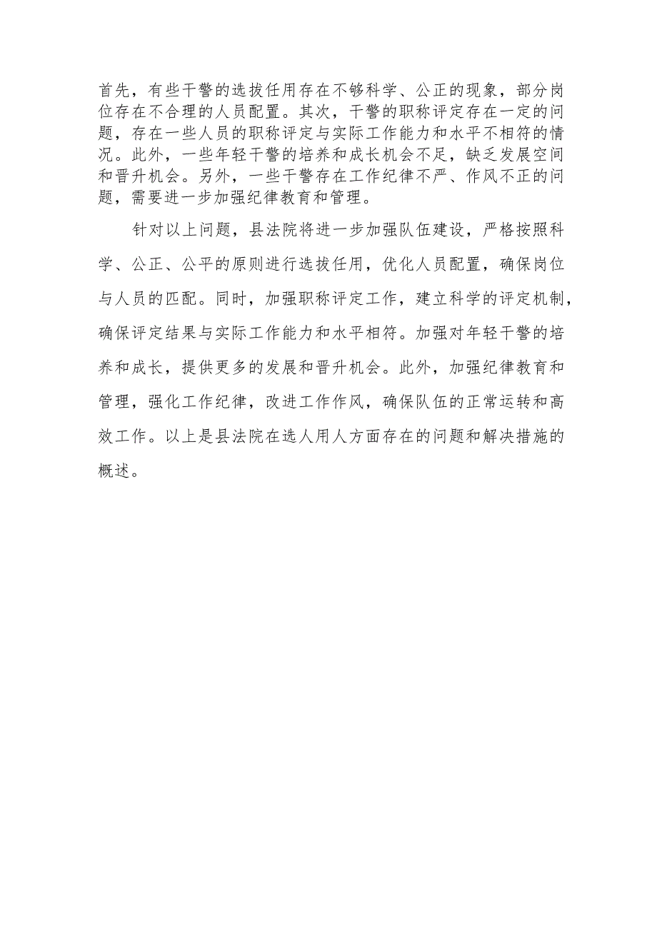 县人民法院队伍建设和选人用人情况巡查报告.docx_第3页