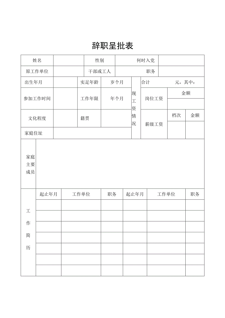 辞职呈报表.docx_第1页