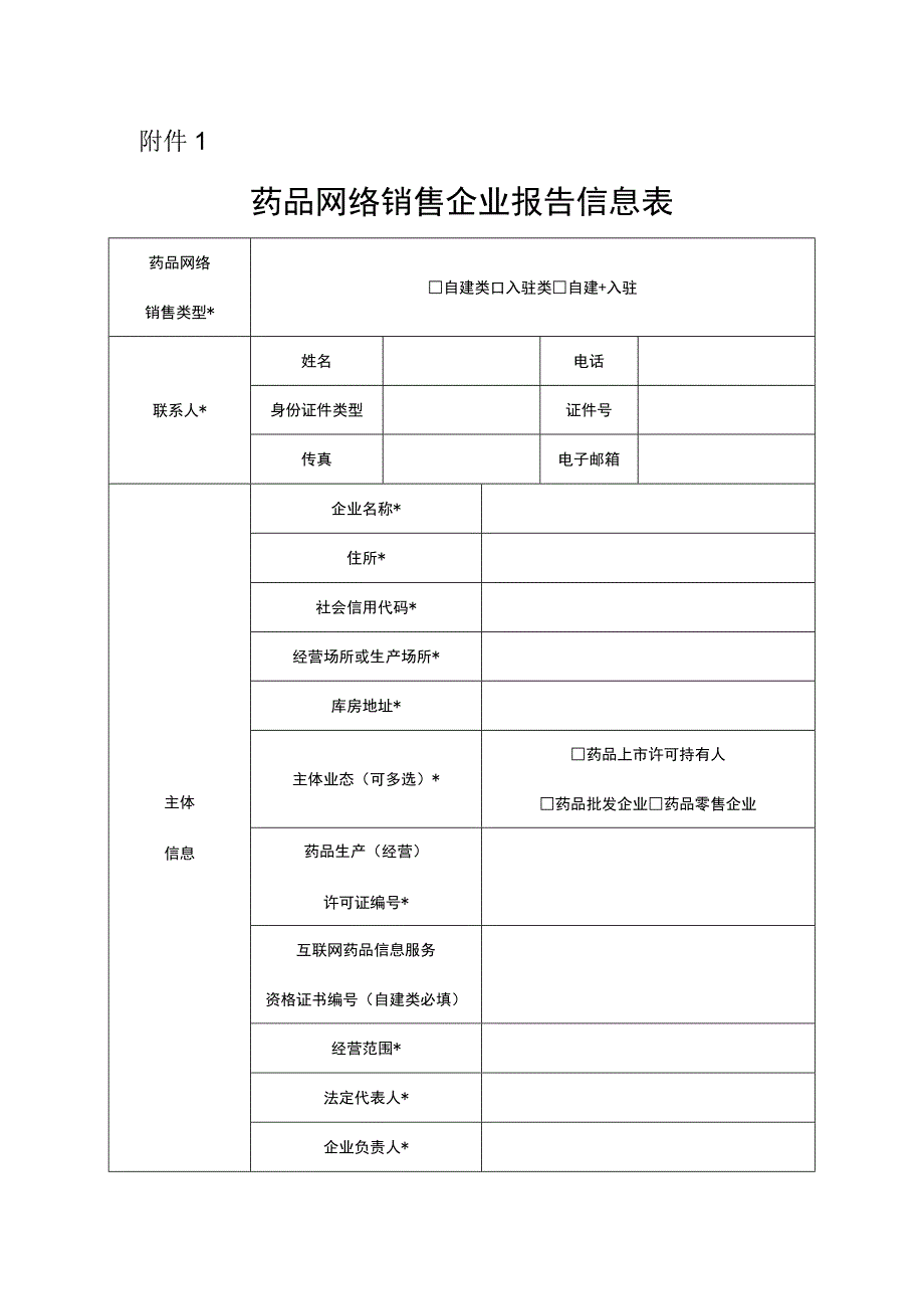 药品网络销售企业报告信息表.docx_第1页