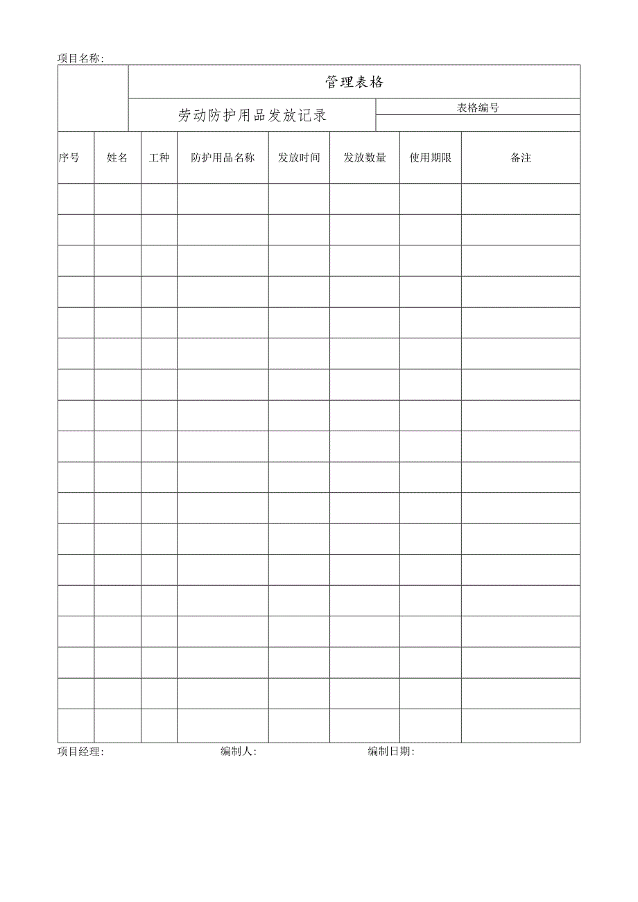 劳动防护用品发放记录.docx_第1页