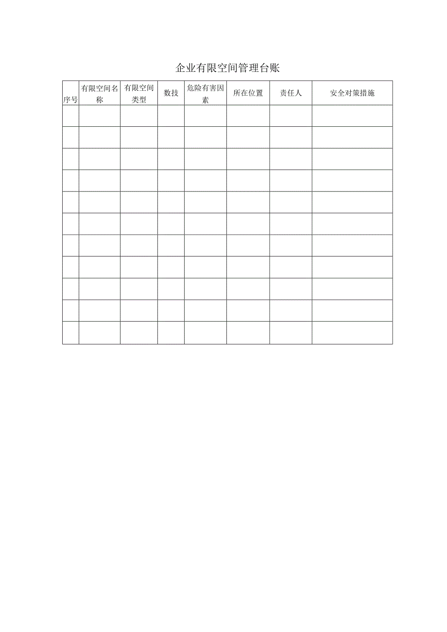 企业有限空间管理台账.docx_第1页
