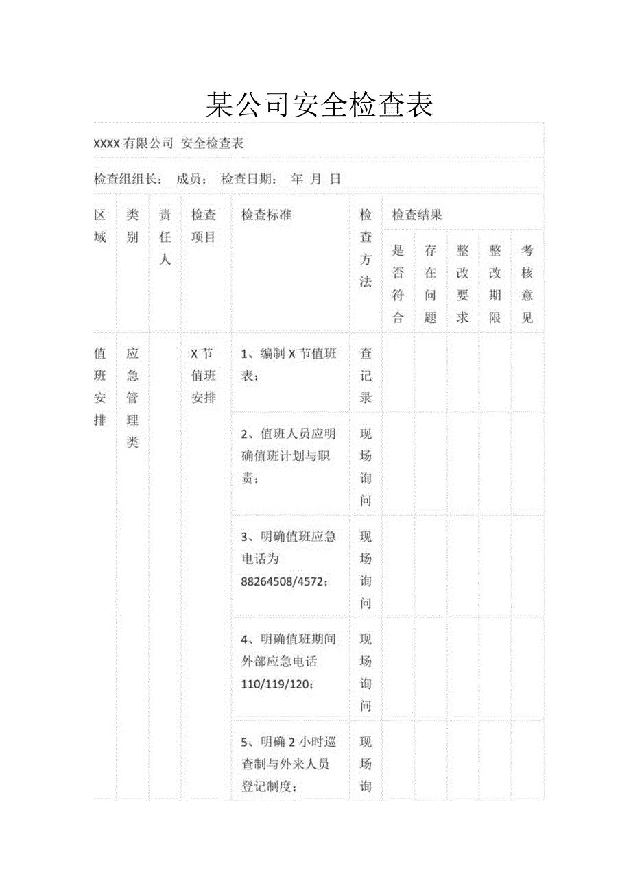 某公司安全检查表.docx_第1页