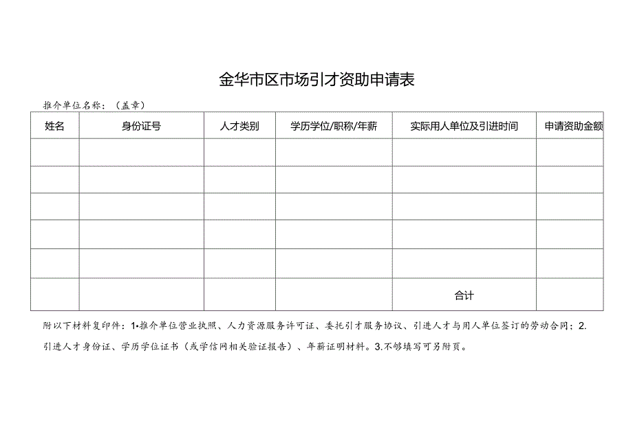 金华市区市场引才资助申请表.docx_第1页