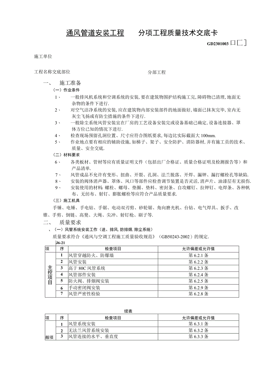 07通风管道安装工程工程文档范本.docx_第1页