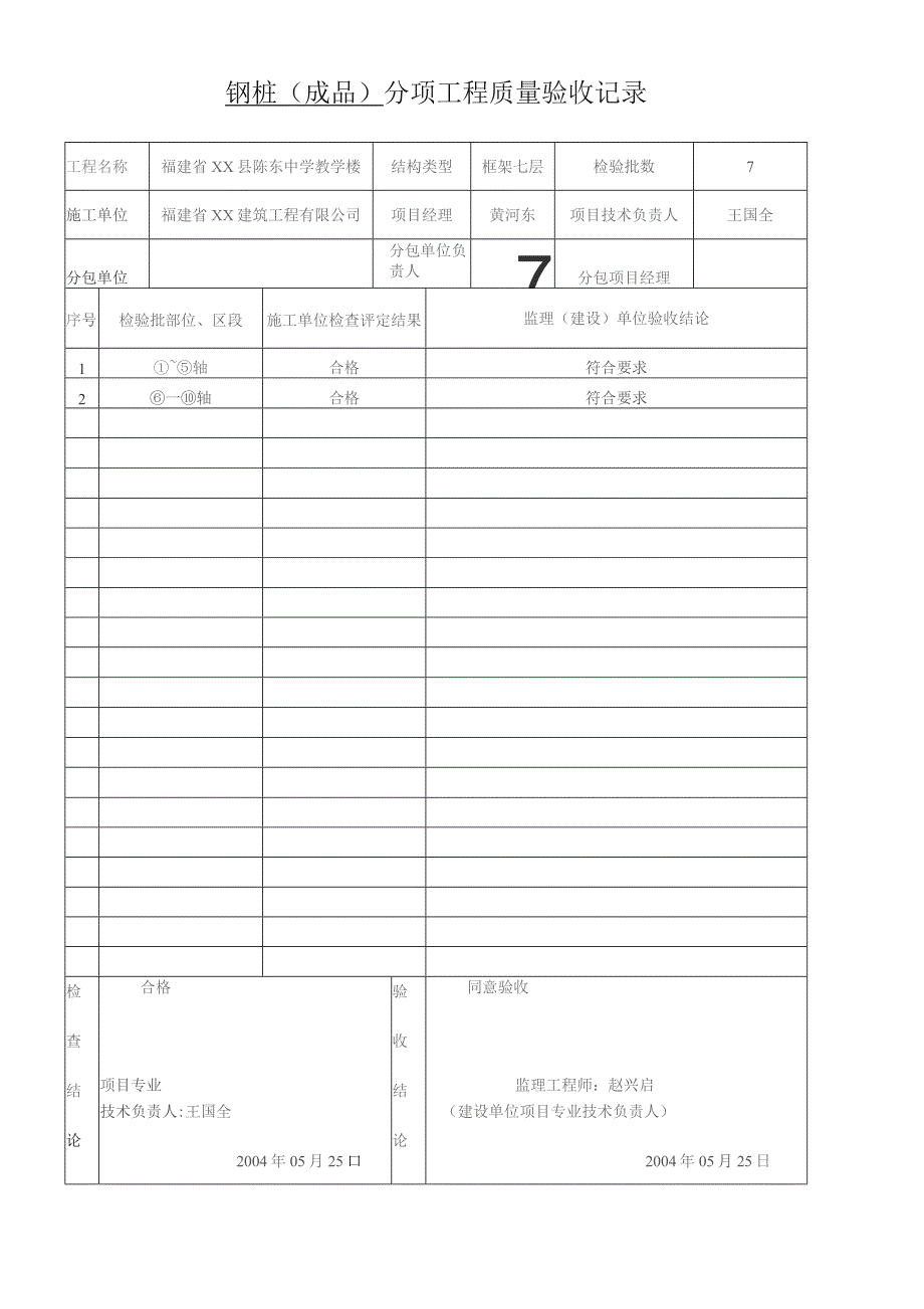 钢桩(成品)分项工程质量验收记录.docx_第1页