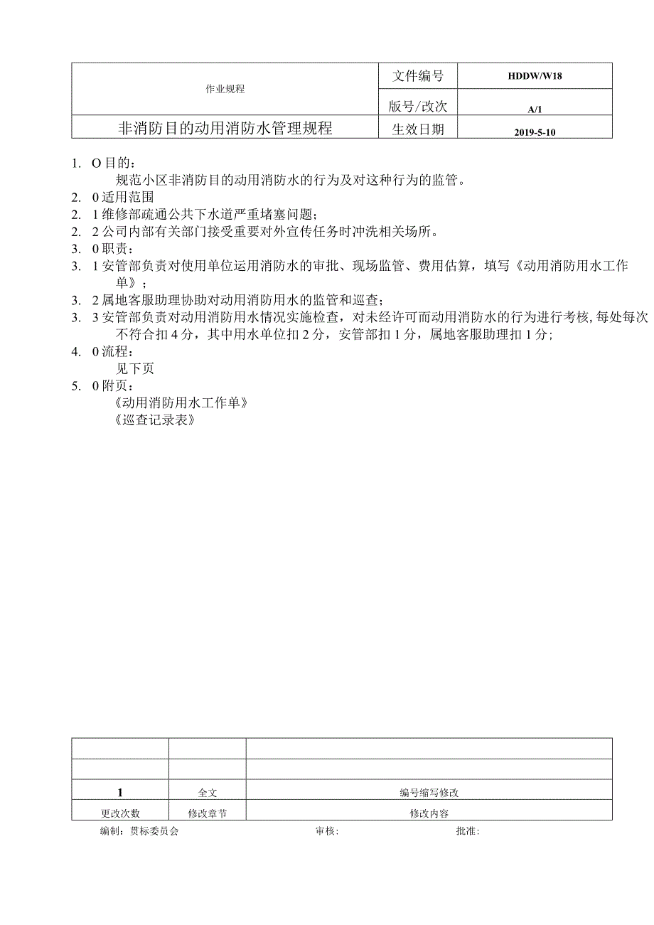 物业 非消防目的动用消防水管理规程.docx_第1页