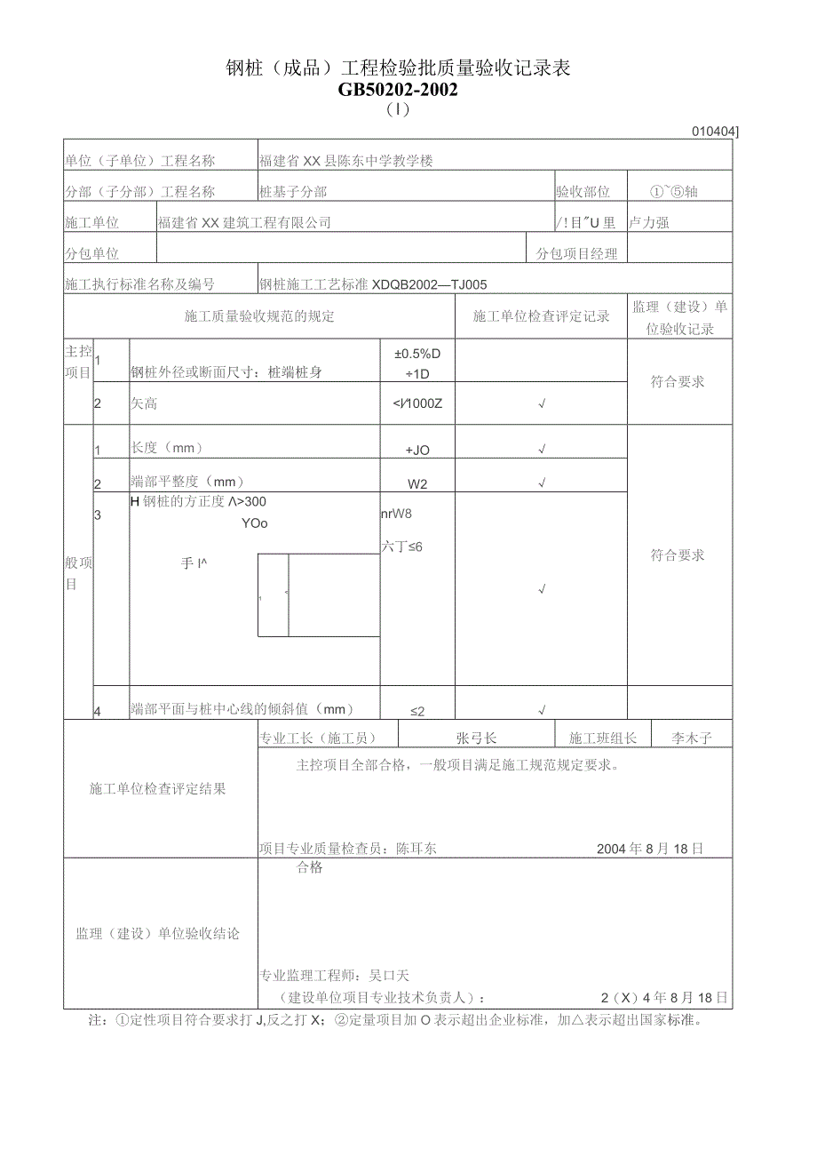 钢桩(成品)工程检验批质量验收记录表.docx_第1页