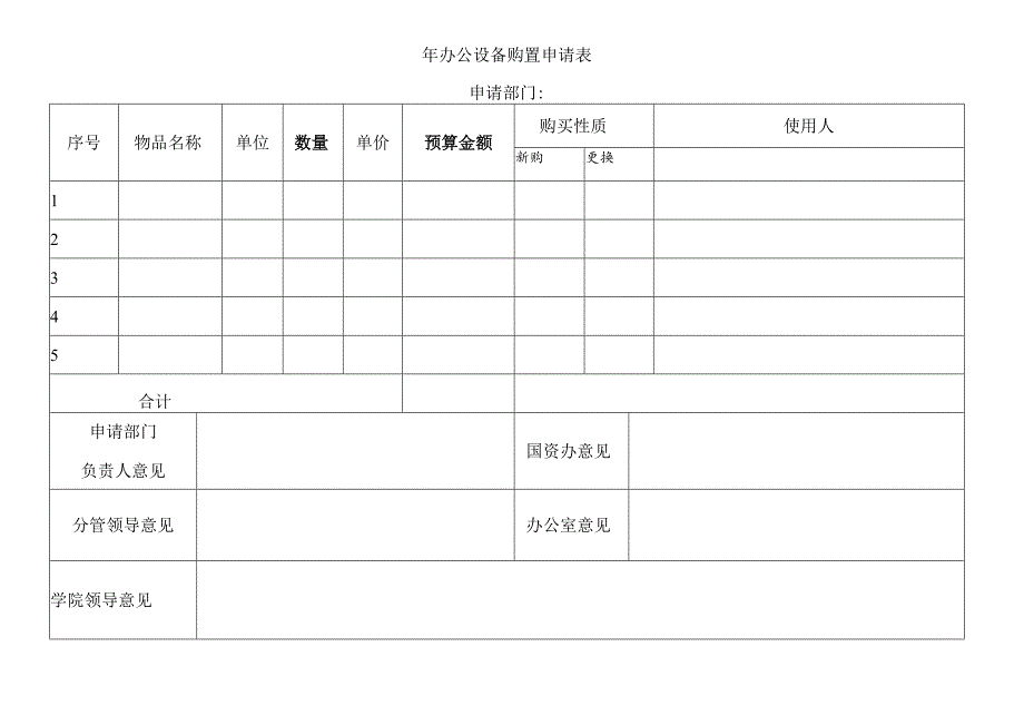 年办公设备购置申请表.docx_第1页