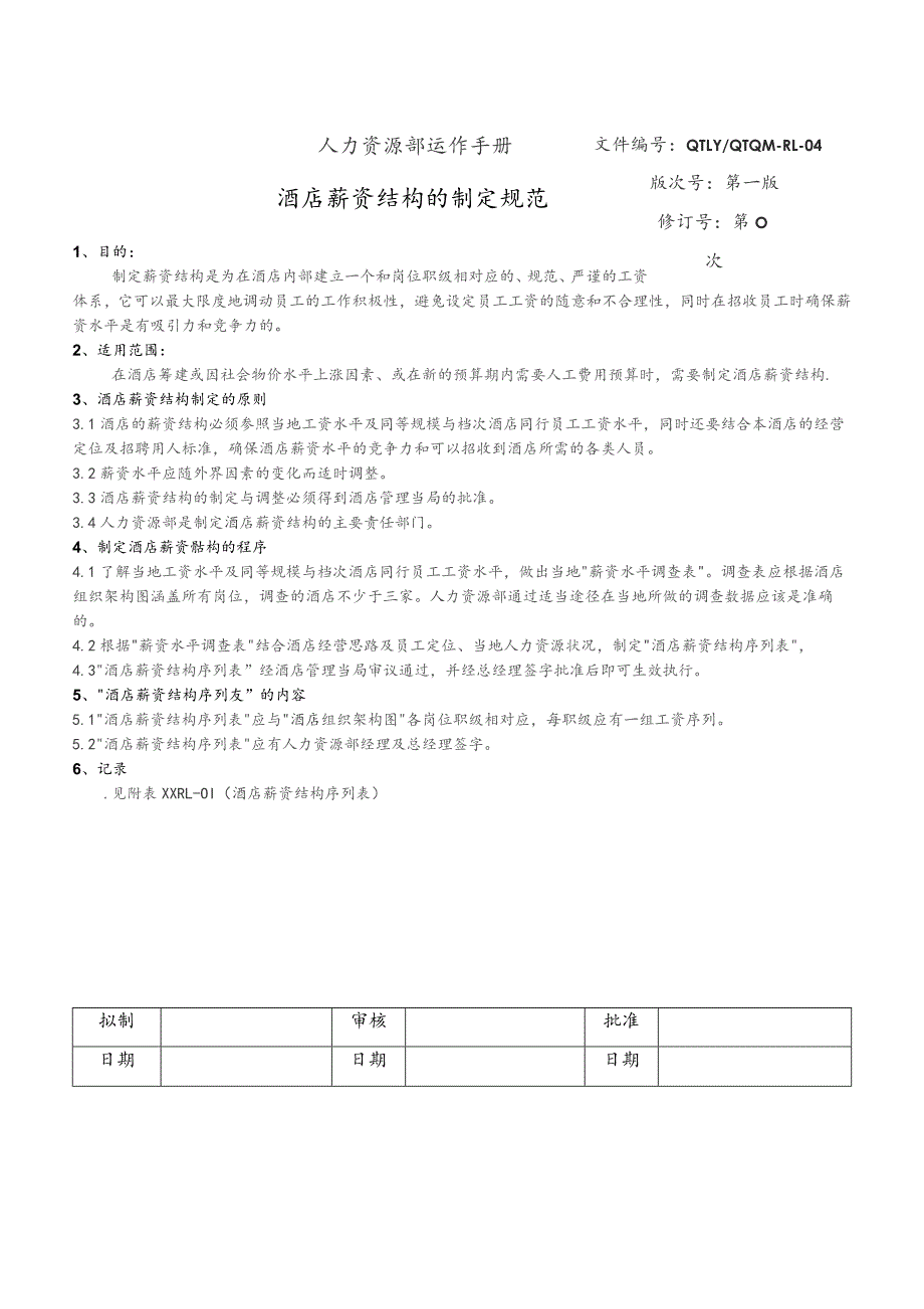 大酒店人力资源部运作酒店薪资结构的制定规范.docx_第1页