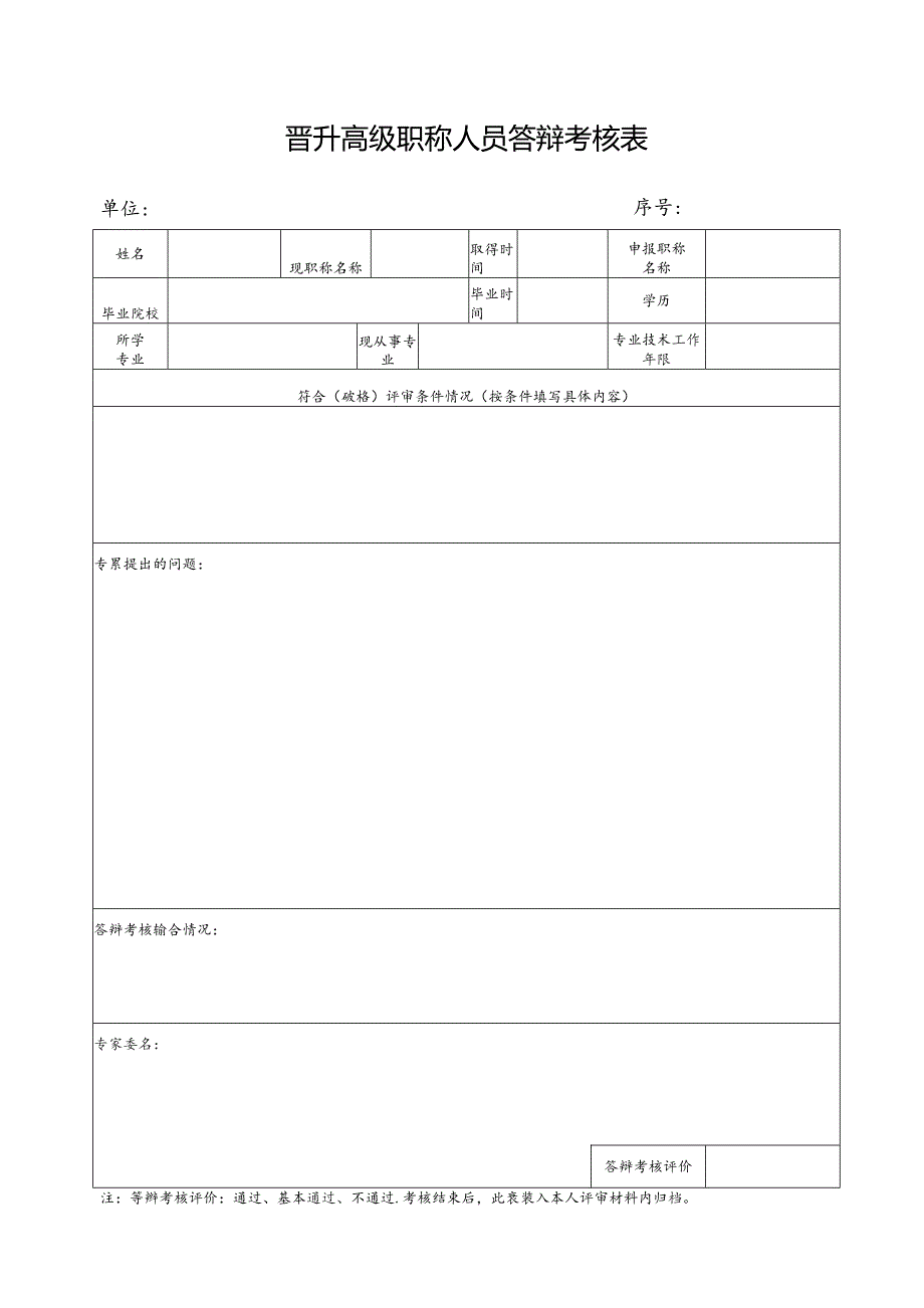 晋升高级职称人员答辩考核表.docx_第1页