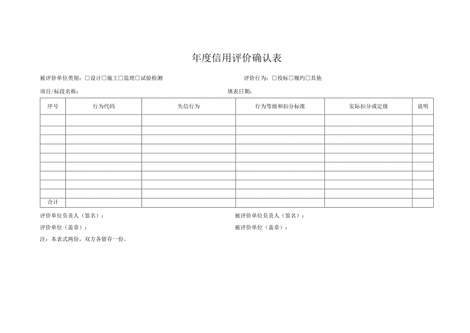 年度信用评价确认表.docx_第1页