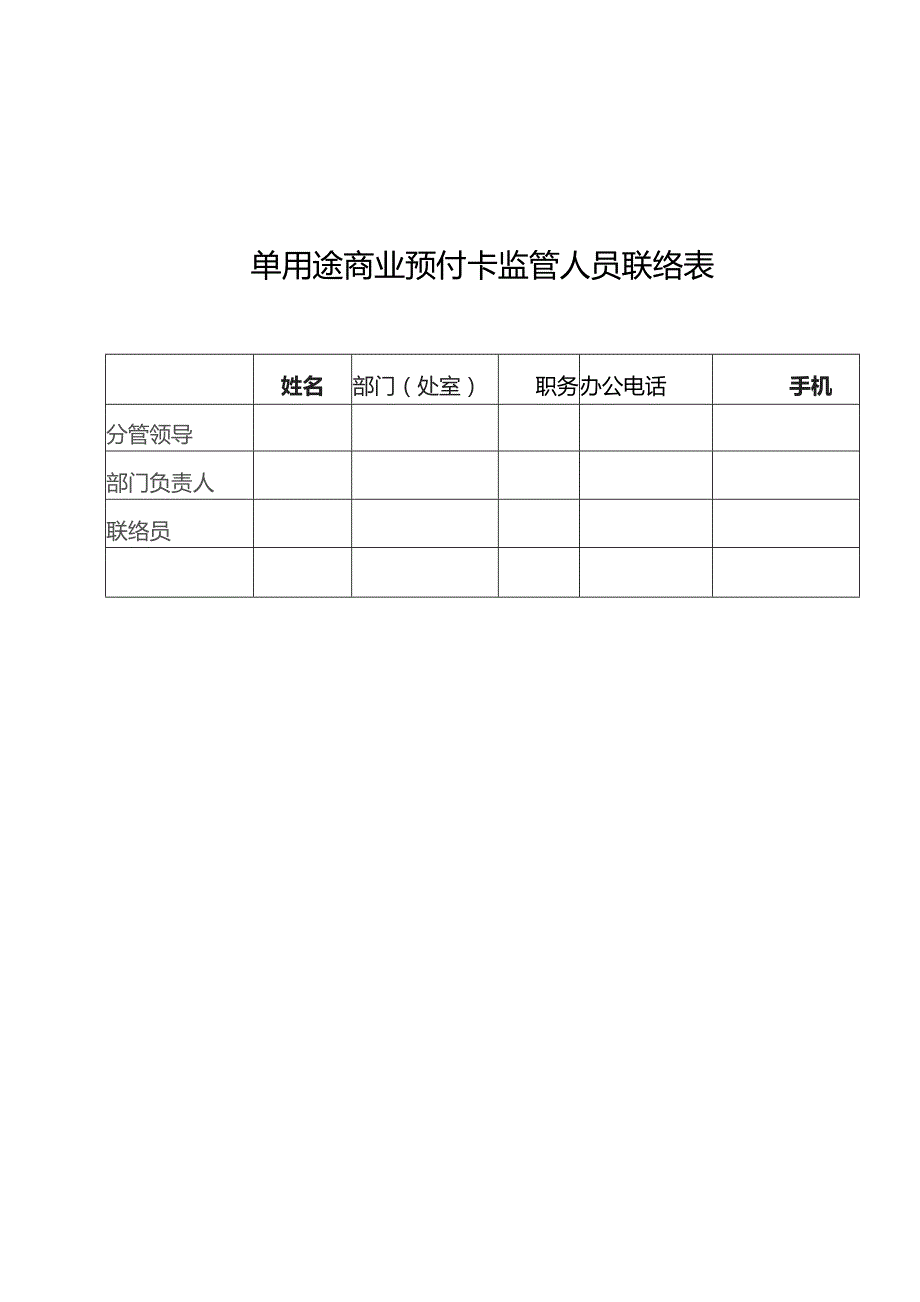 手机单用途商业预付卡监管人员联络表.docx_第1页