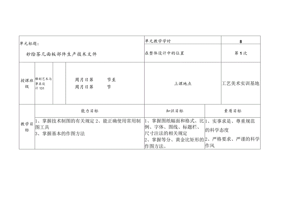 雕刻艺术与家具设计专业《家具制图》课第1单元课程单元教学设计.docx_第2页