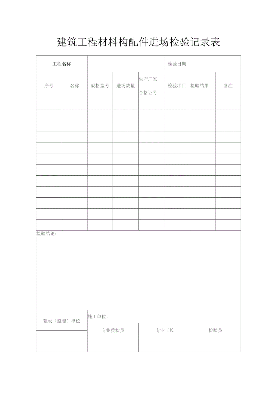 建筑工程材料构配件进场检验记录表.docx_第1页