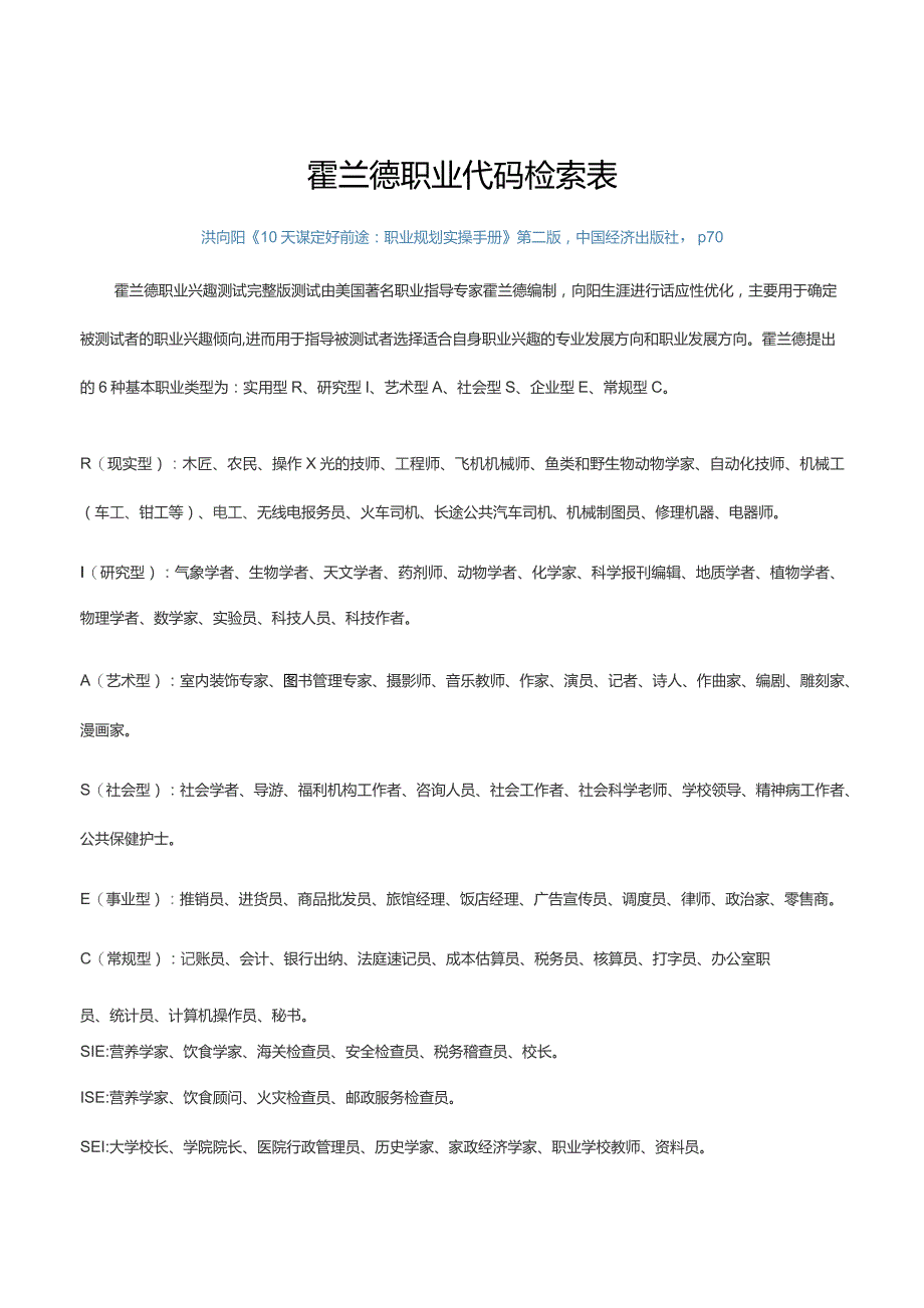 霍兰德职业代码检索表.docx_第1页