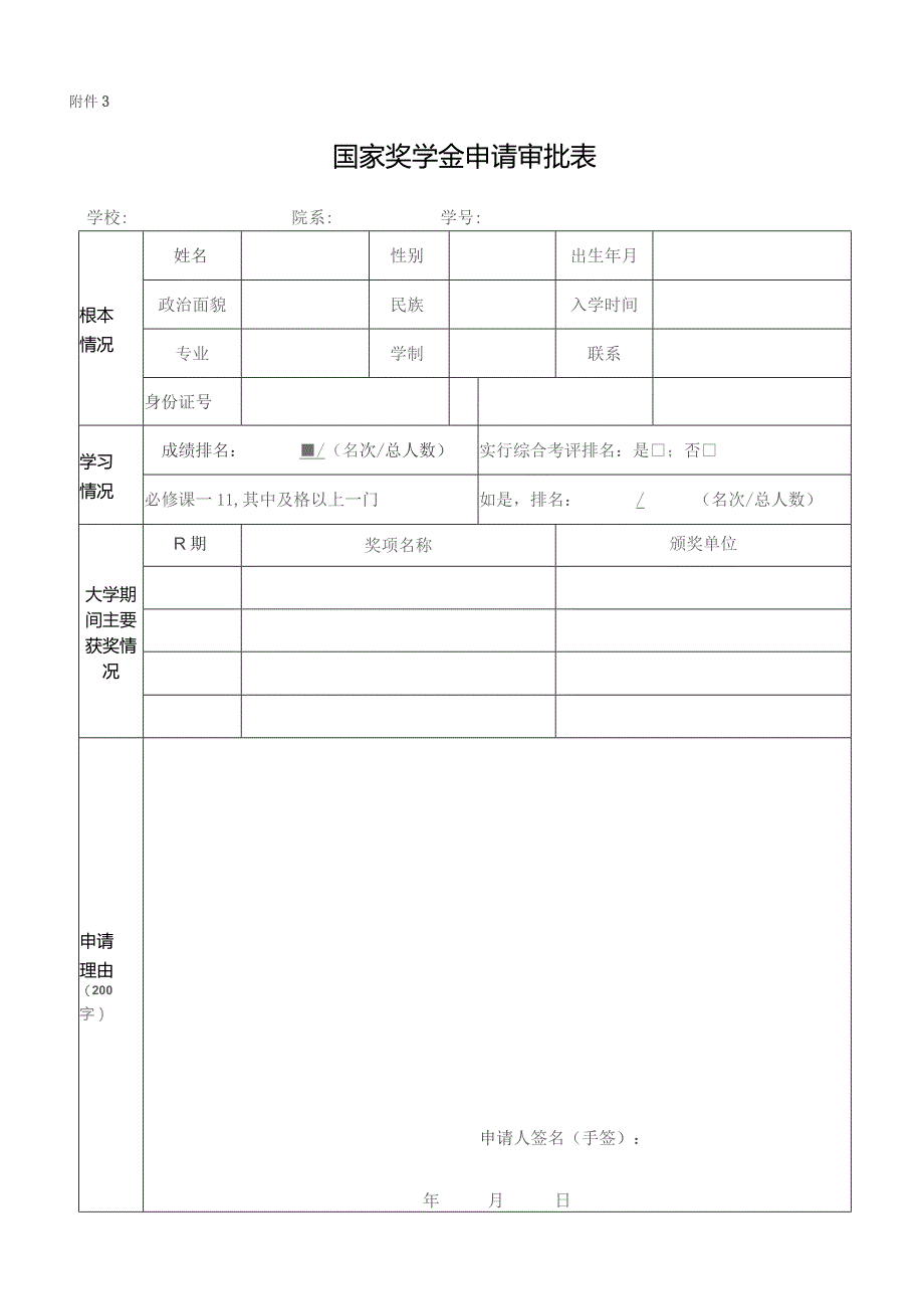 国家奖学金申请表全套汇总.docx_第1页