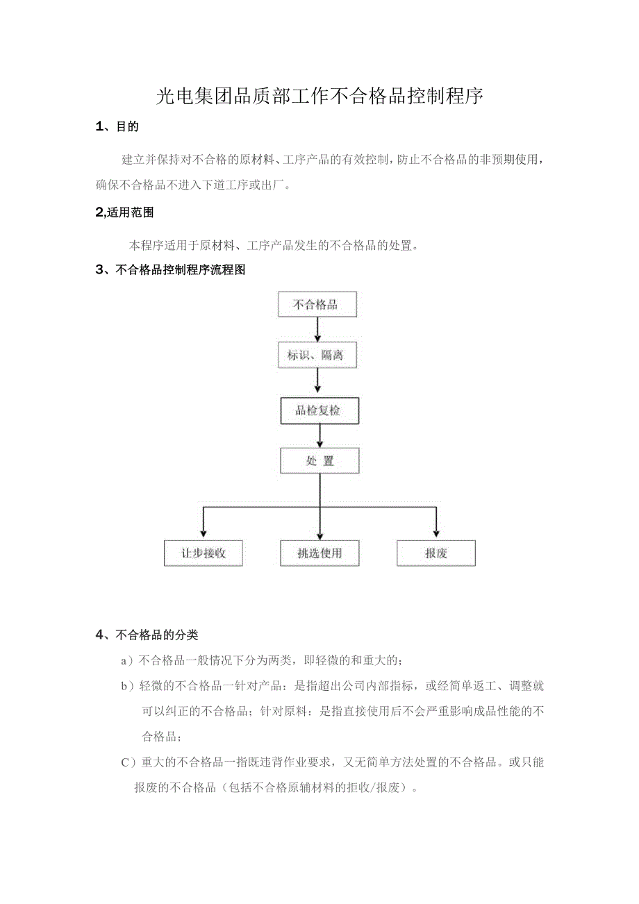 光电集团品质部工作不合格品控制程序.docx_第1页