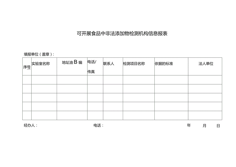 可开展食品中非法添加物检测机构信息报表.docx_第1页