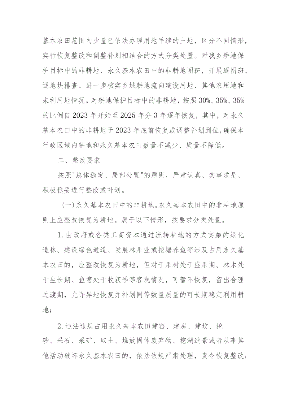 XX乡耕地和永久基本农田内非耕地整改处置方案.docx_第2页