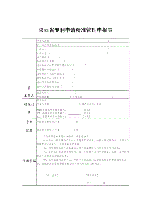 陕西省专利申请精准管理申报表.docx