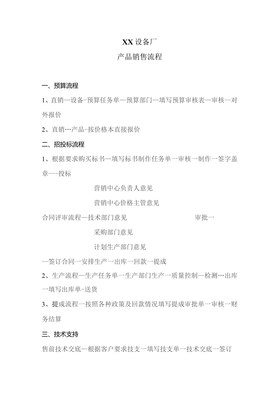 XX设备厂产品销售流程（2023年）.docx_第1页