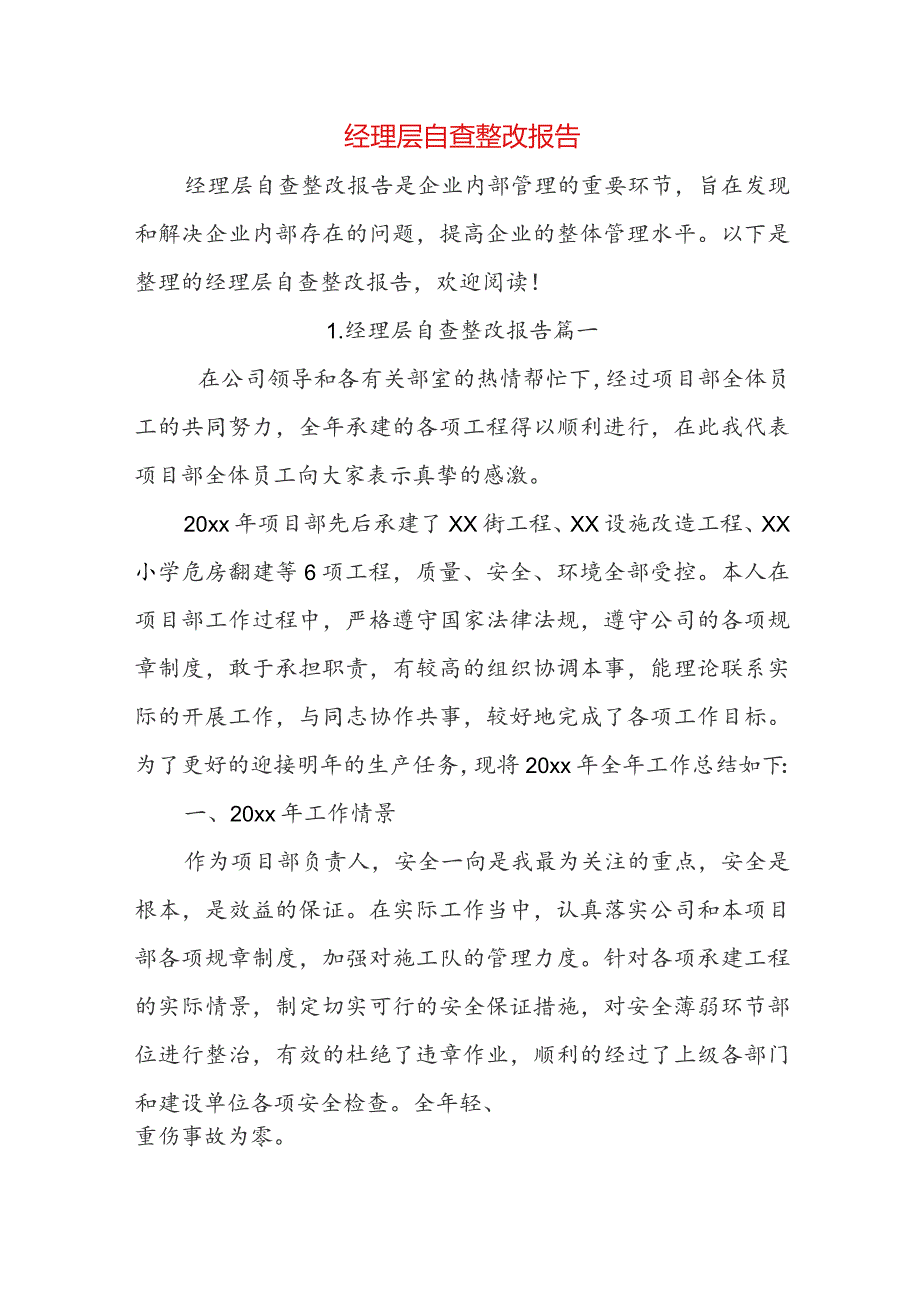 经理层自查整改报告.docx_第1页