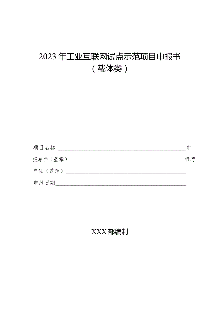 2023年工业互联网试点示范项目申报书（载体类）.docx_第1页