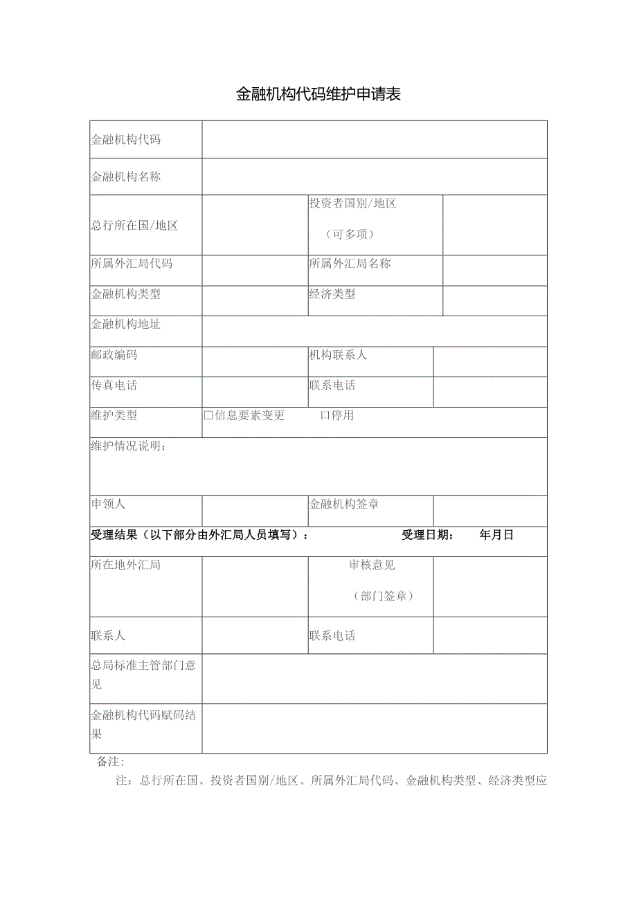 金融机构代码维护申请表.docx_第1页