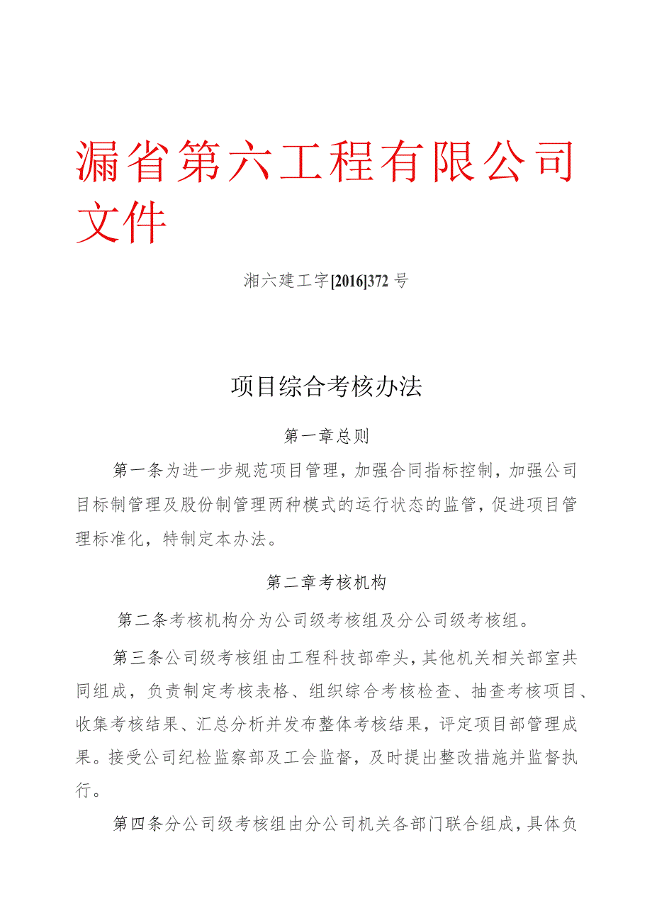 项目综合考评管理办法.docx_第1页