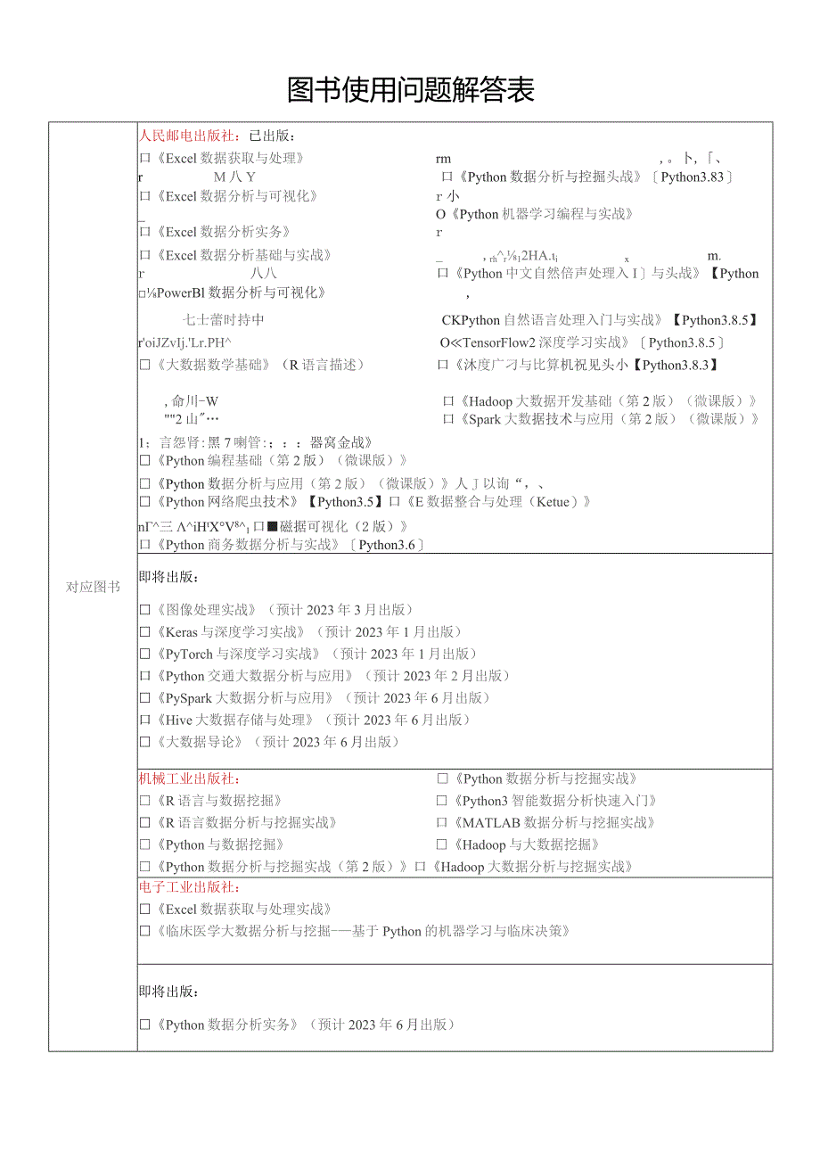 图书使用问题解答表.docx_第1页