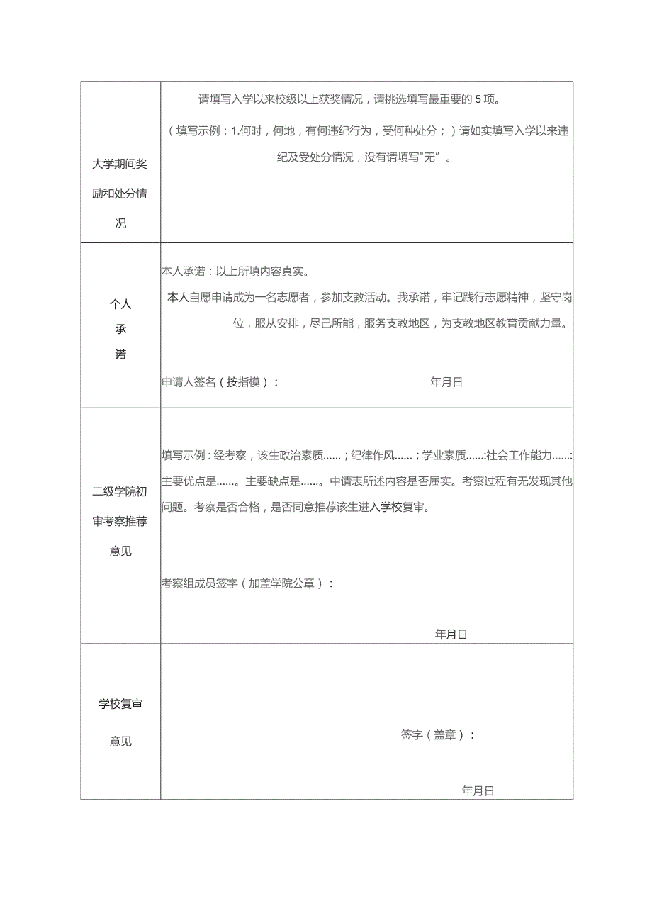 佛山科学技术学院支教志愿者申请表.docx_第2页