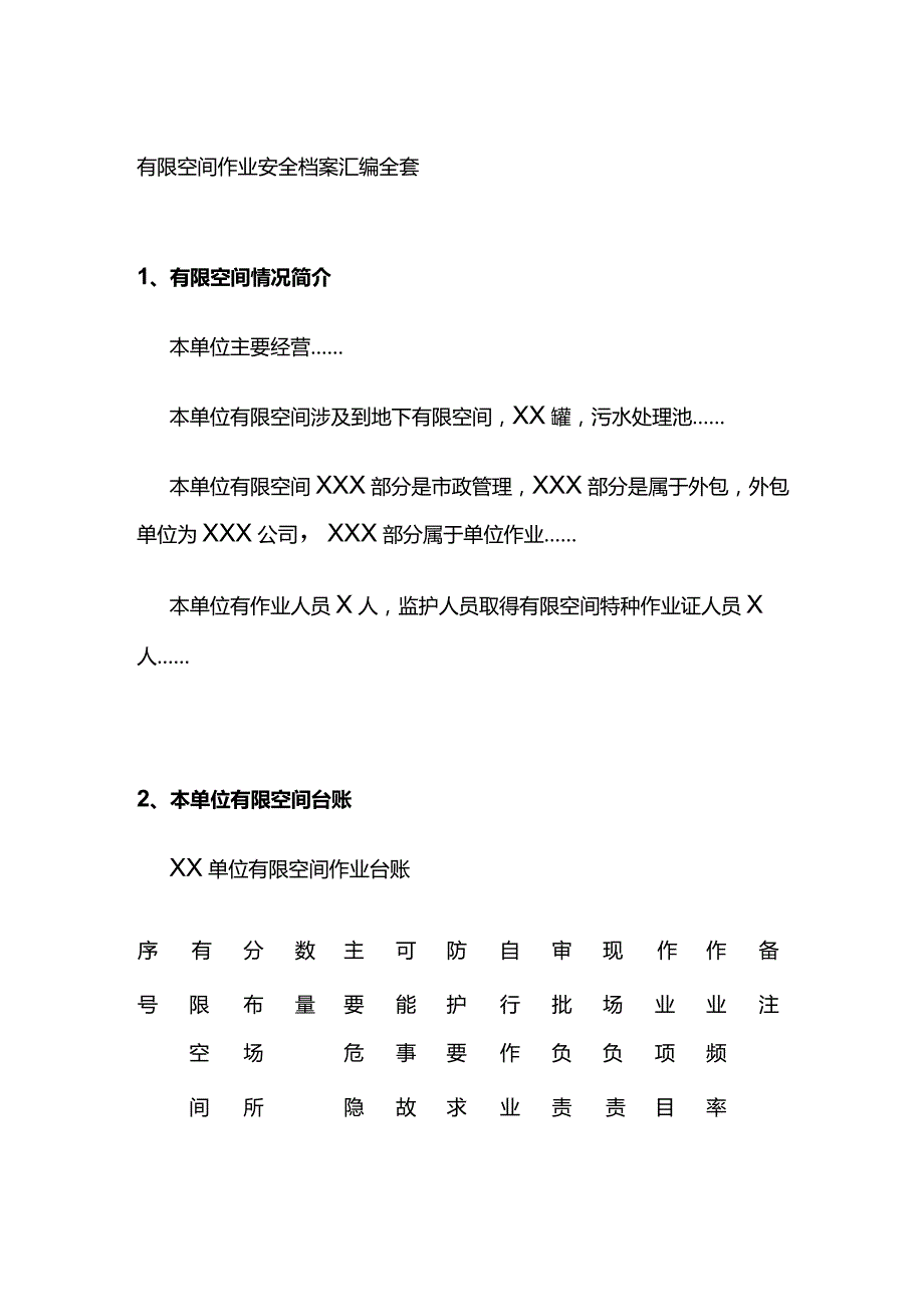 有限空间作业安全档案汇编全套.docx_第1页