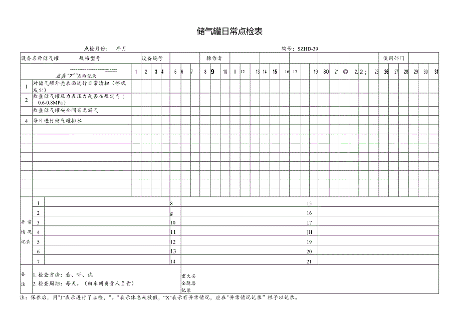 储气罐日常点检表.docx_第1页