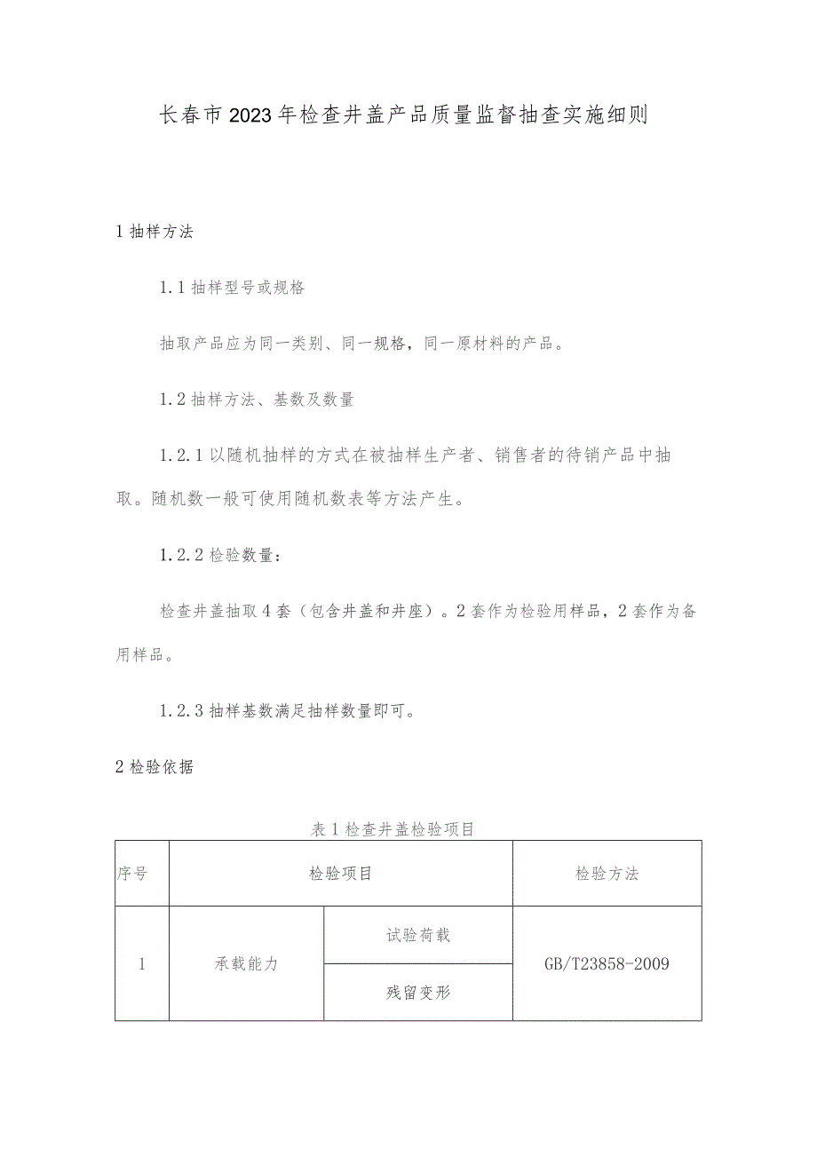 长春市2023年检查井盖产品质量监督抽查实施细则.docx_第1页