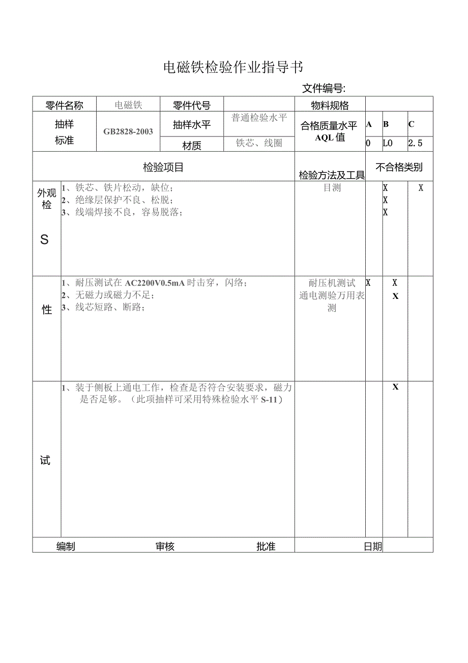 电磁铁检验作业指导书.docx_第1页