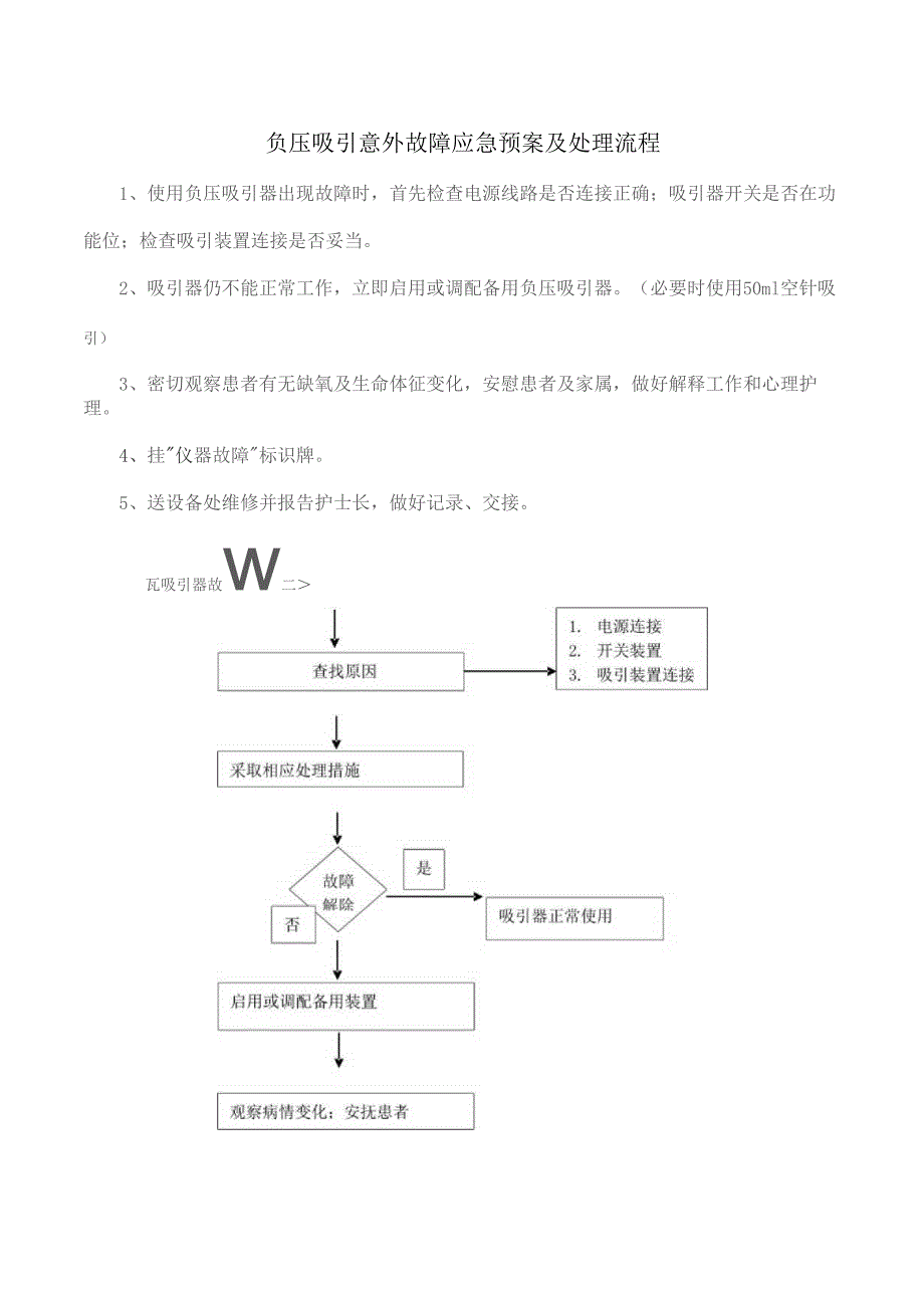 负压吸引意外故障应急预案及处理流程.docx_第1页