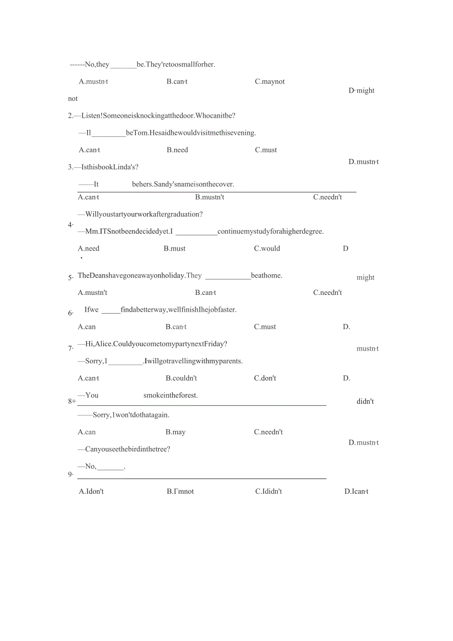 七年级情态动词期末专题含参考答案（精选5套）.docx_第2页