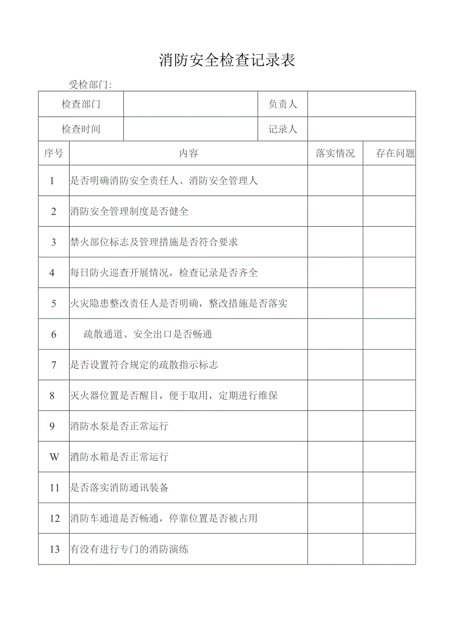 消防安全检查记录表.docx_第1页